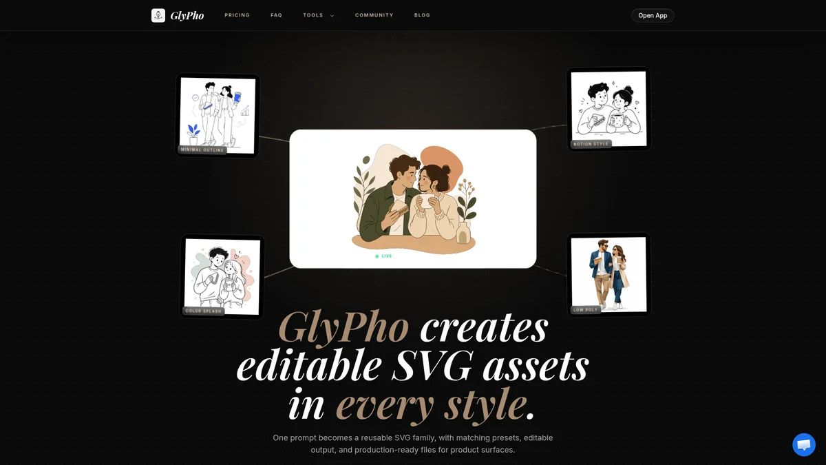 GlyPho - AI 生成可编辑、风格一致的 SVG 产品视觉素材 - 产品截图展示1