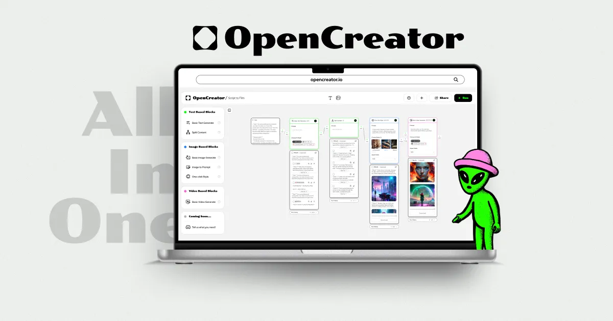 OpenCreator - 一站式AI视频创作画布——专为内容创作者定制。 - 产品截图展示1