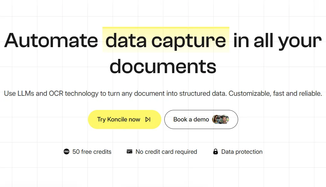 Koncile - 自动捕获所有文档中的数据。 - 产品截图展示1