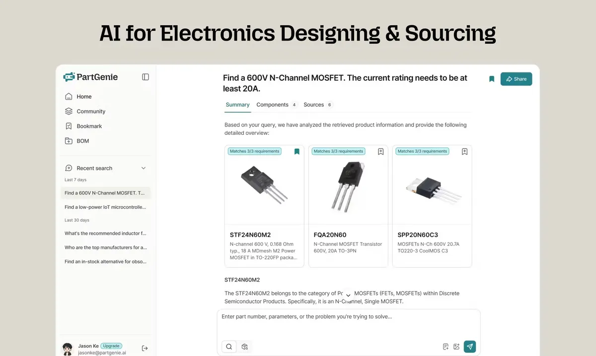 PartGenie - AI 硬件设计与采购工具。 - 产品截图展示1