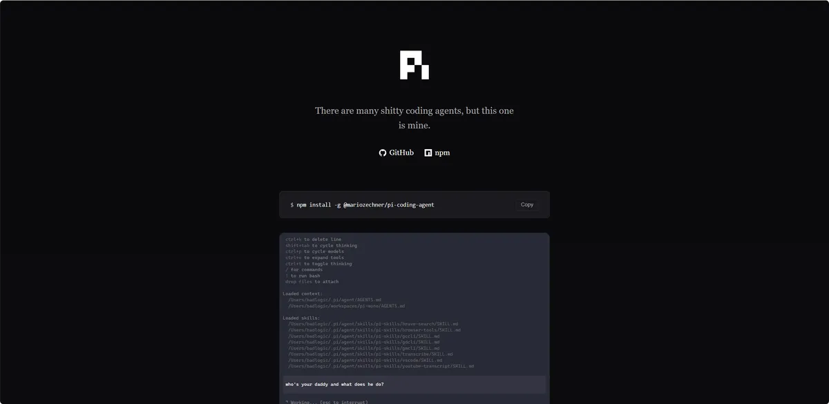 Pi - 极简主义的 AI Coding Agent。 - 产品截图展示1